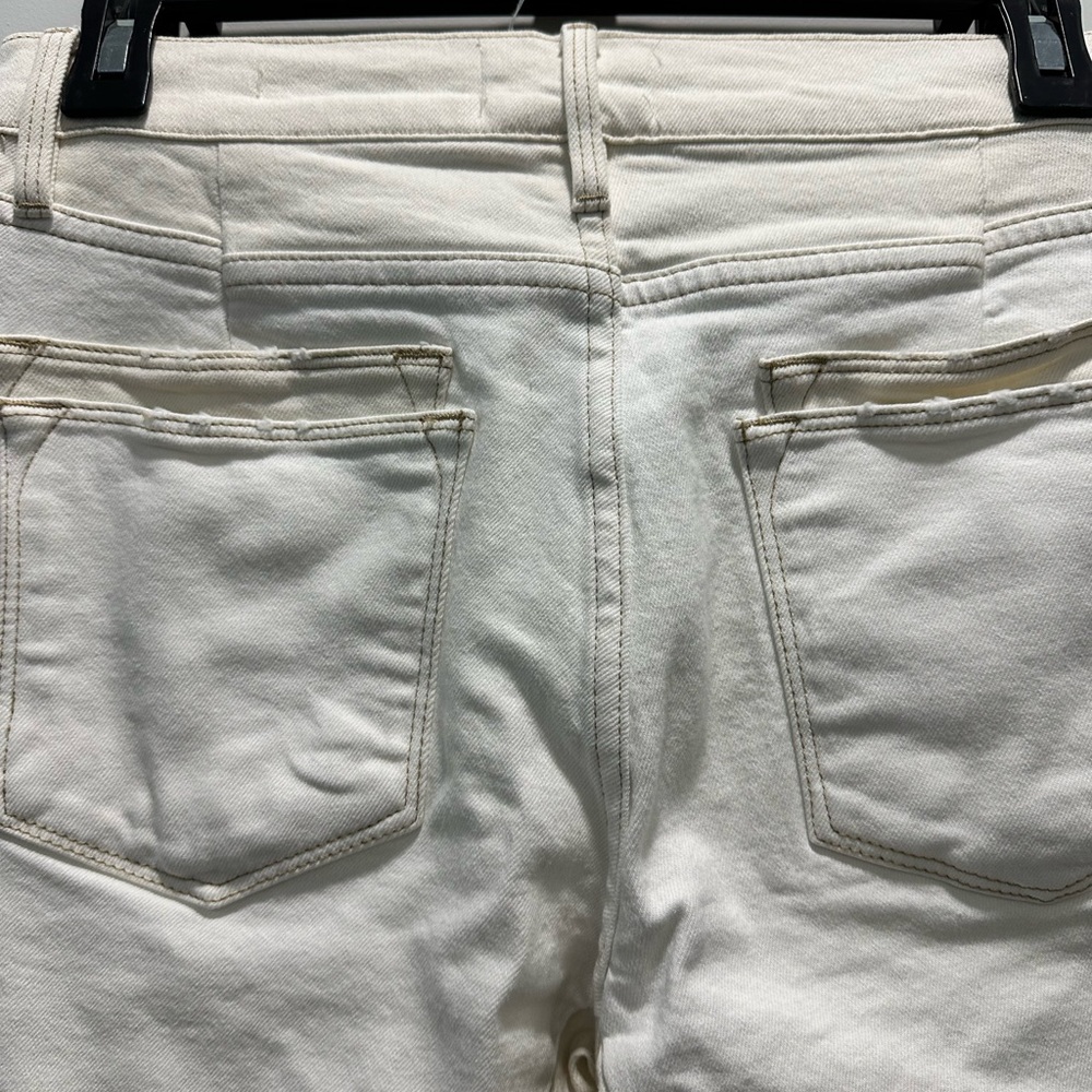 Frame Le High High-Rise Straight-Leg Jeans - Dual Color Cream/White - Size 27 - Picture 8 of 11